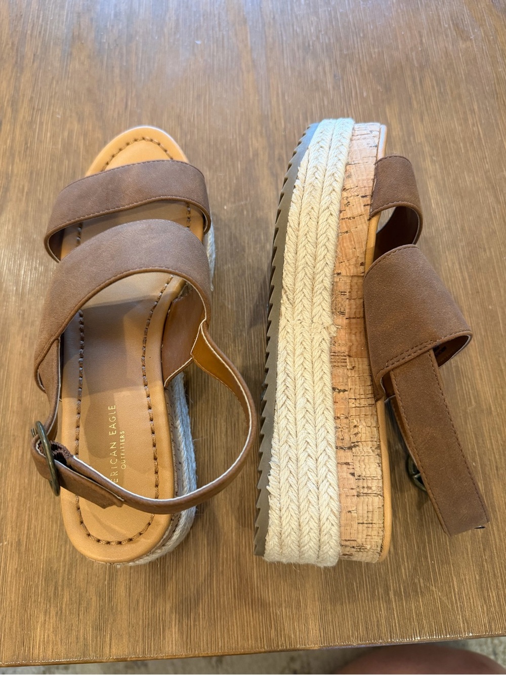 American Eagle Outfitters Brown Platform Espadrille Sandals